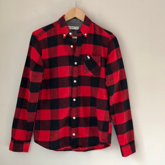 Abercrombie Kids Red Buffalo Plaid Flannel Shirt - Picture 2 of 7